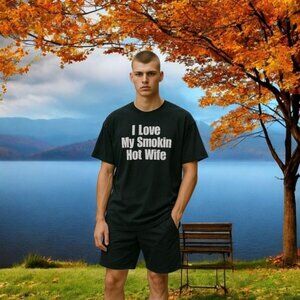 Canvas ✦ Funny Husband Graphic Tee ✦ Black Cotton Crew Neck Smokin’ Hot Wife 4XL